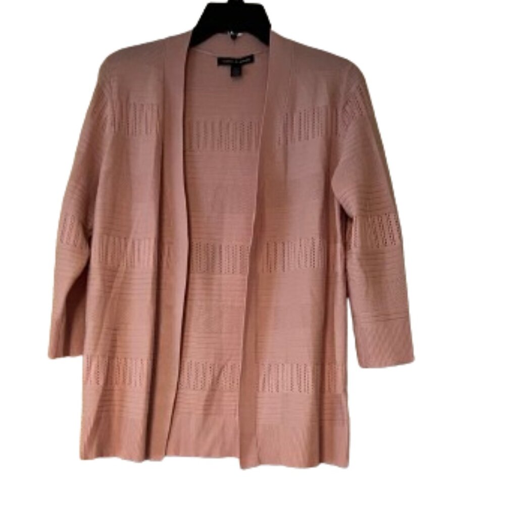 Cable & Gauge Dusty Pink Open Front Pointelle Cardigan - Medium
